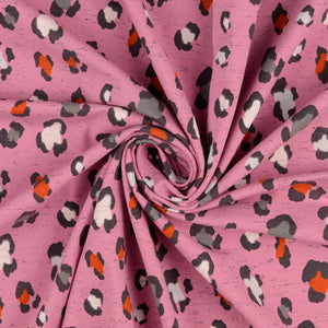 REMNANT 1.88 Metres - Leopard in Pink Cotton Jersey Fabric