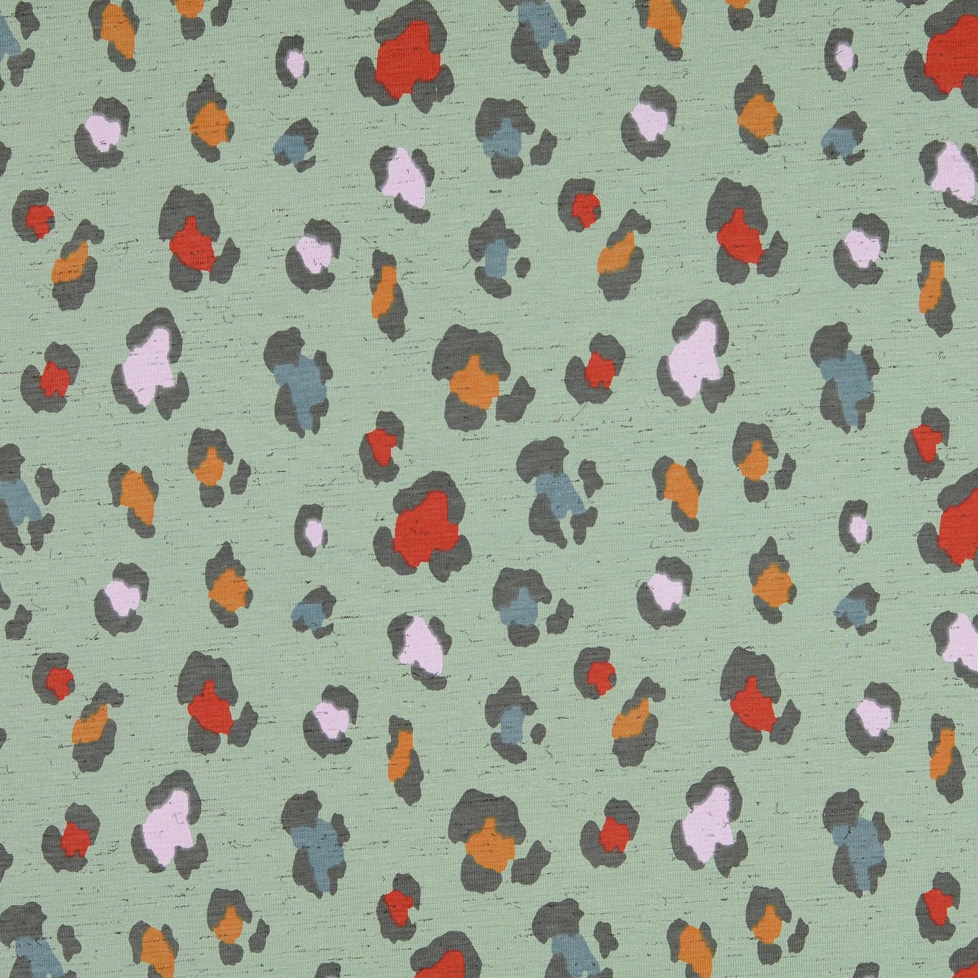 Leopard in Green Cotton Jersey Fabric