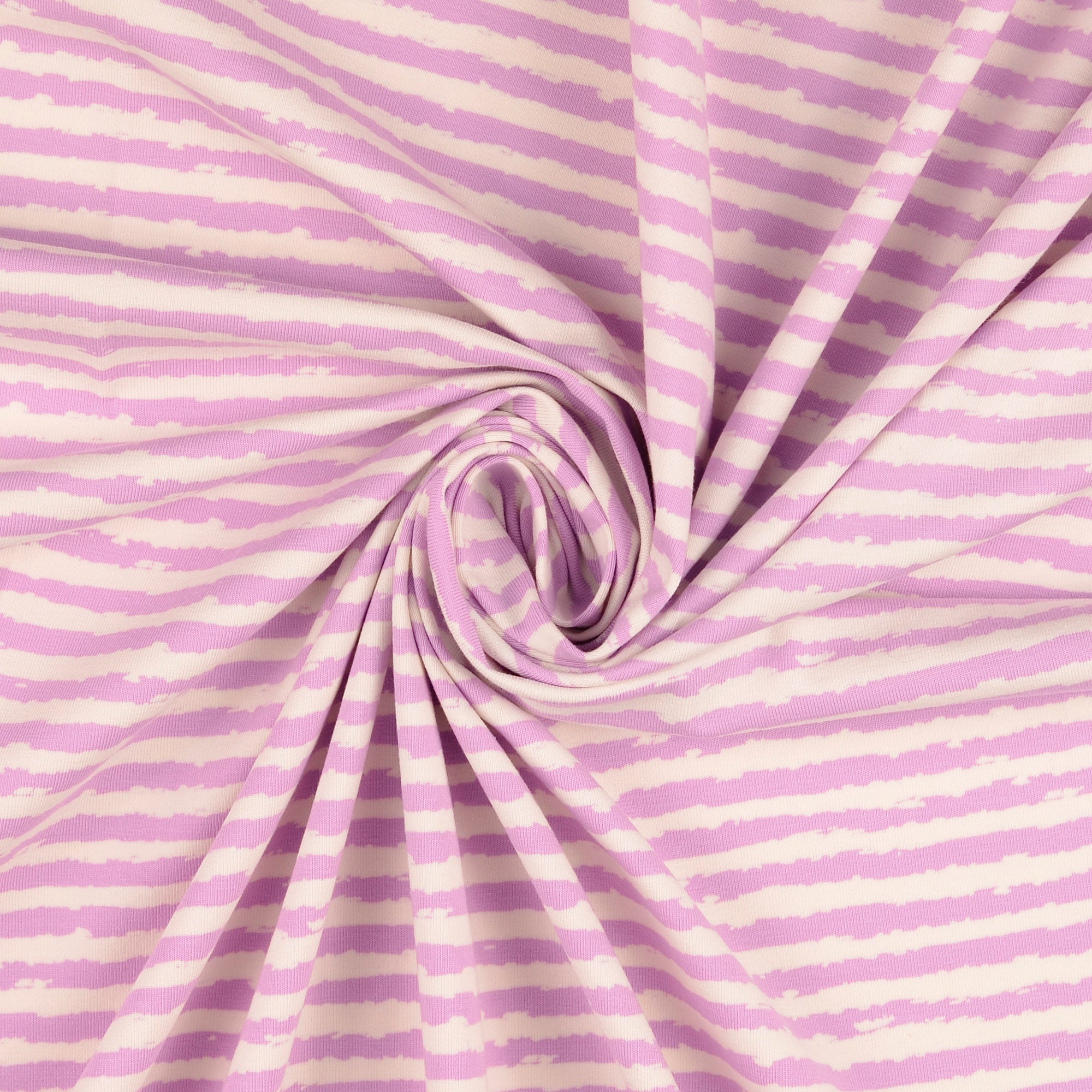 Hazy Thick Stripes Lilac Cotton Jersey Fabric