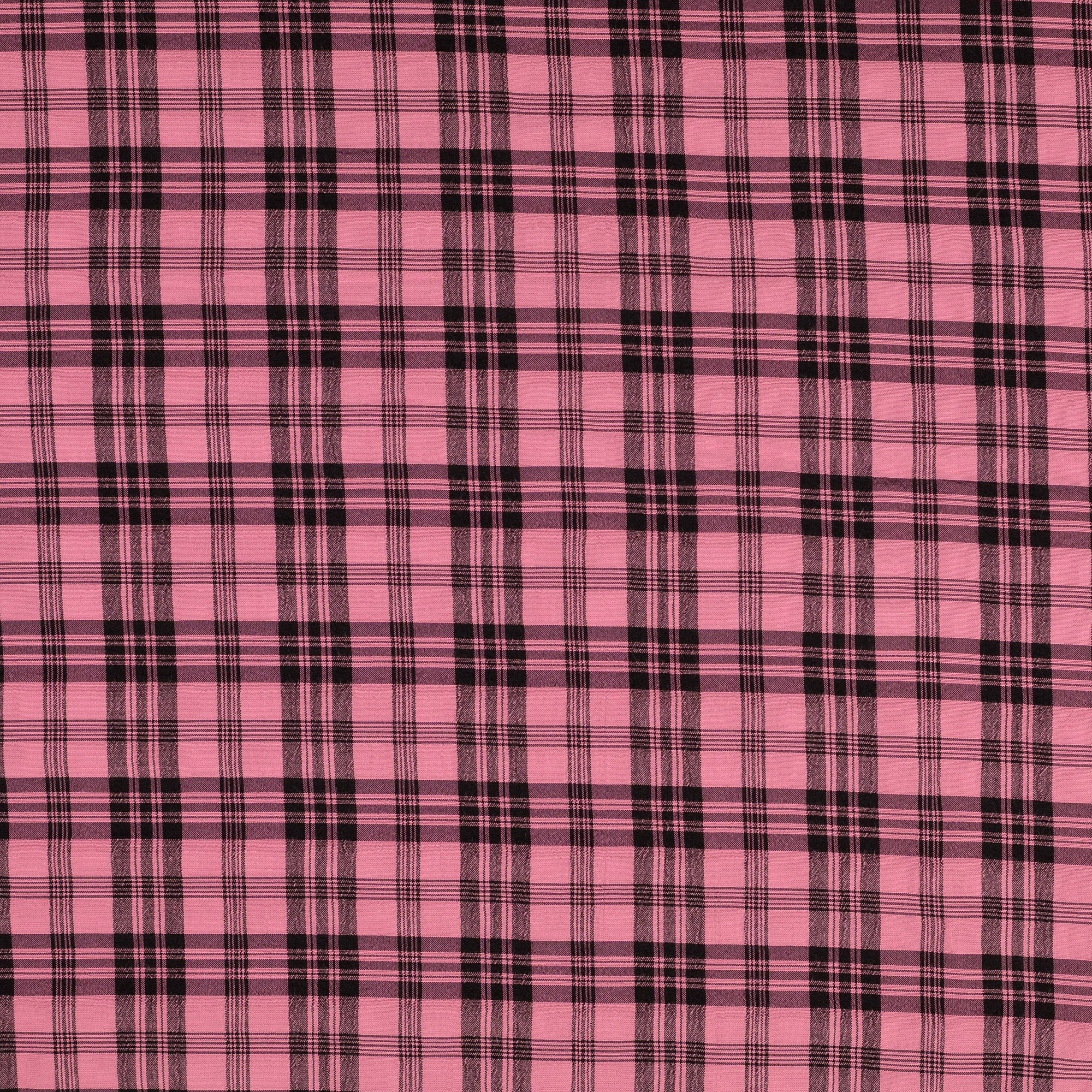 Checked Dusty Pink Crinkle Viscose Fabric