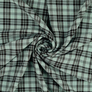 REMNANT 0.8 Metre - Checked Sage Green Crinkle Viscose Fabric