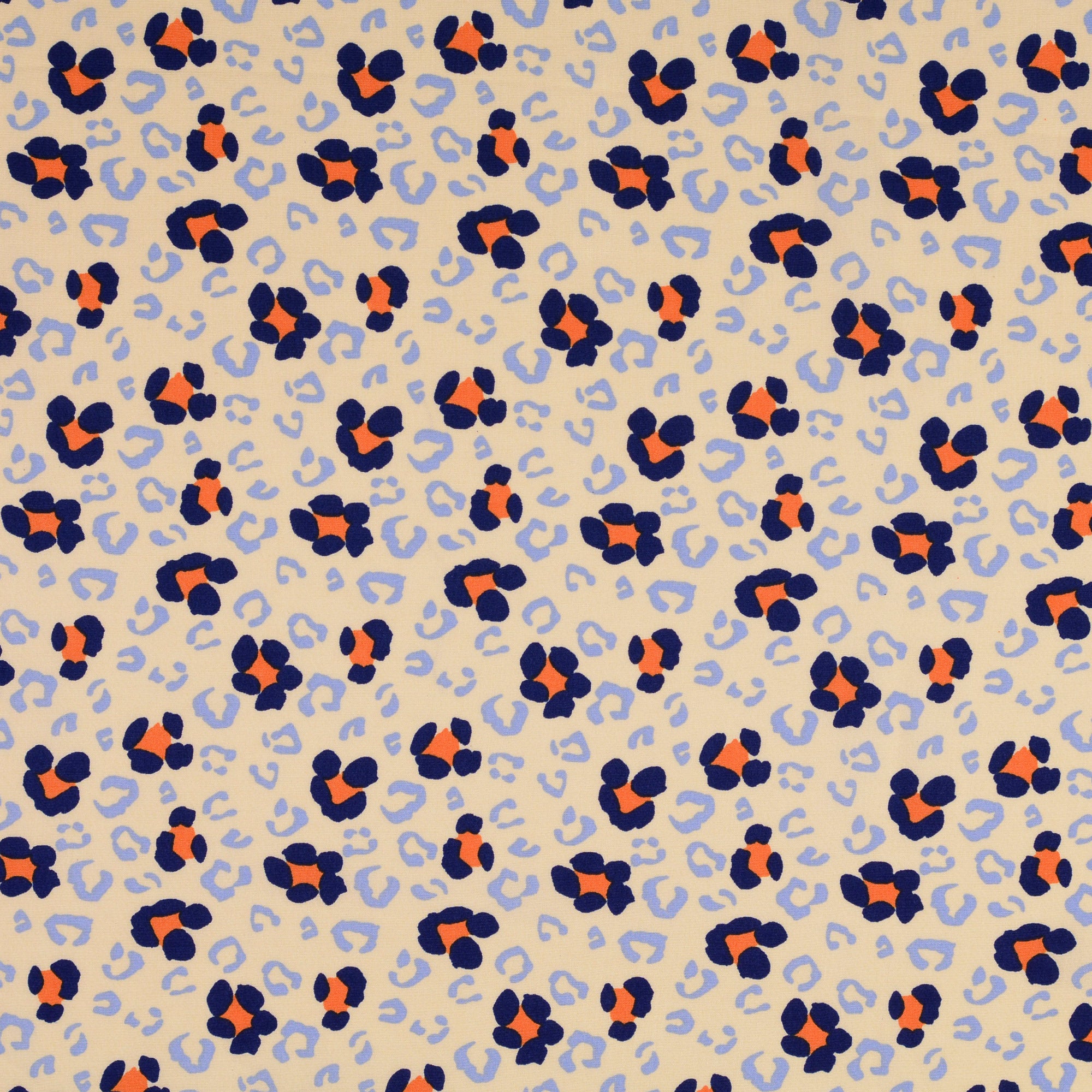 REMNANT 1.8 Metres - Animal Print Blue Viscose Poplin Fabric
