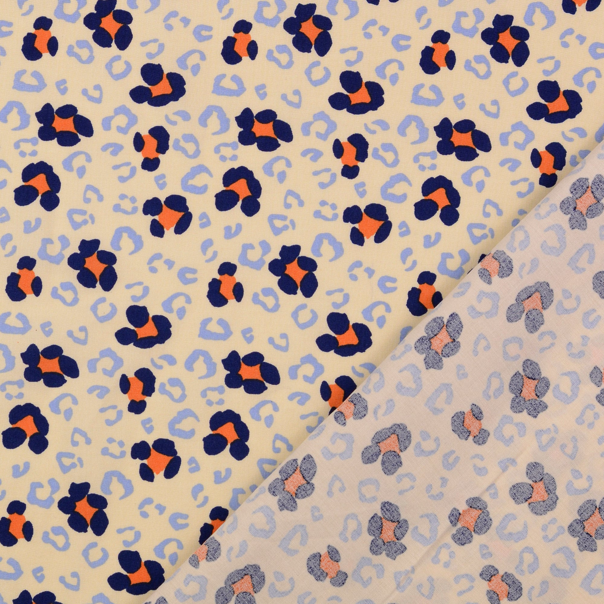 REMNANT 1.8 Metres - Animal Print Blue Viscose Poplin Fabric