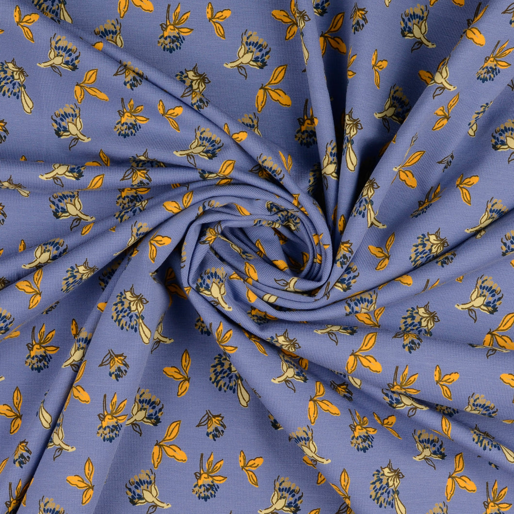 Clover in Iris Cotton Jersey Fabric