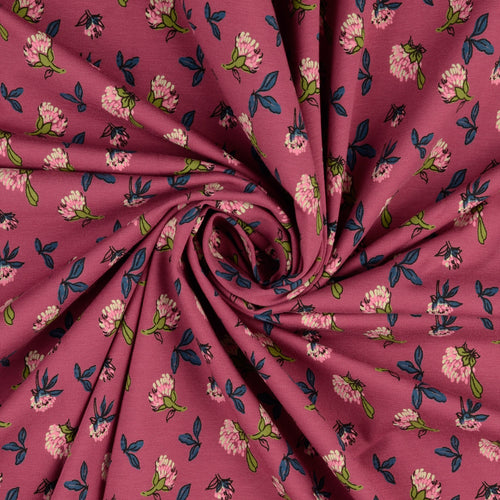 Clover in Rosewood Cotton Jersey Fabric