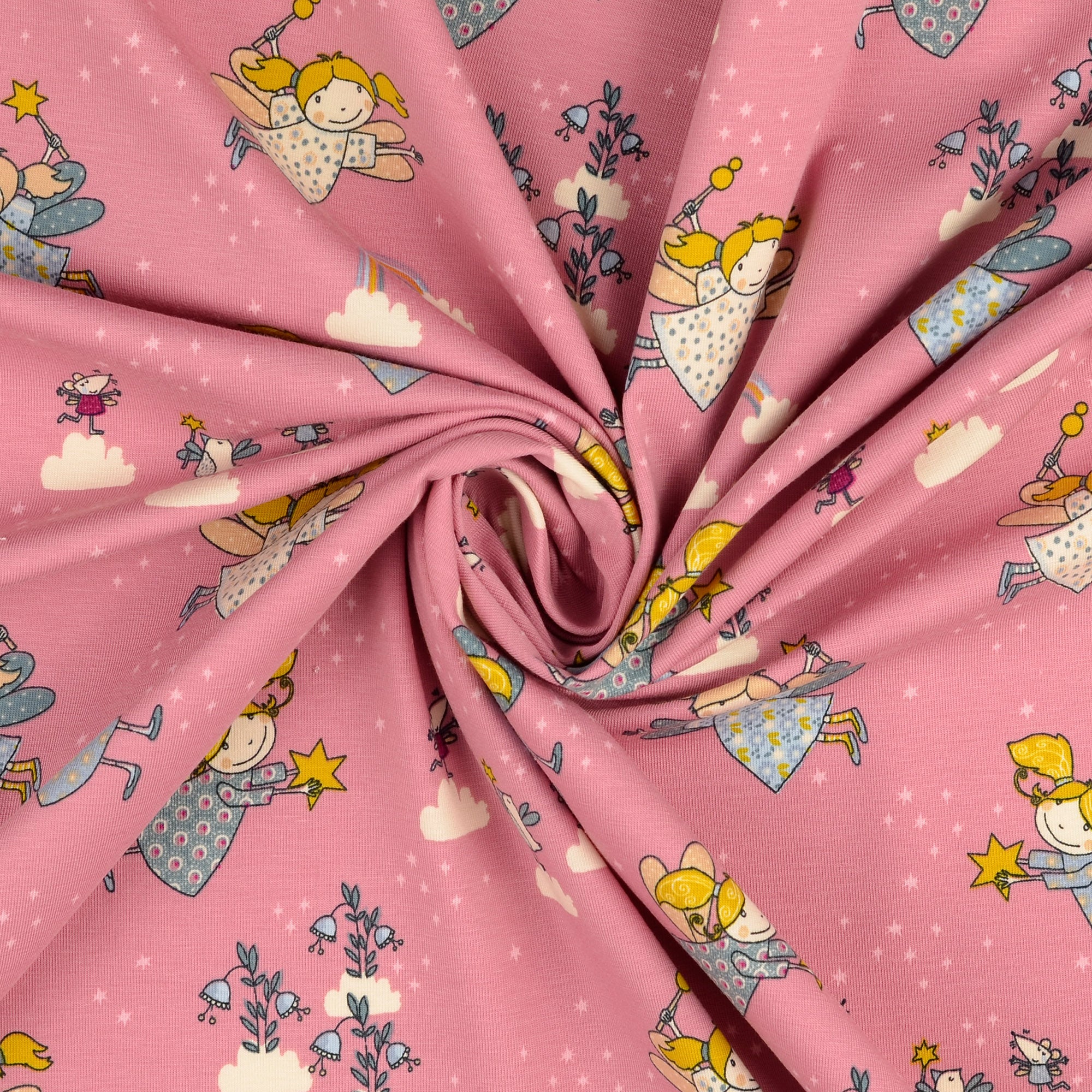Fairies Pink Organic Cotton Jersey Fabric