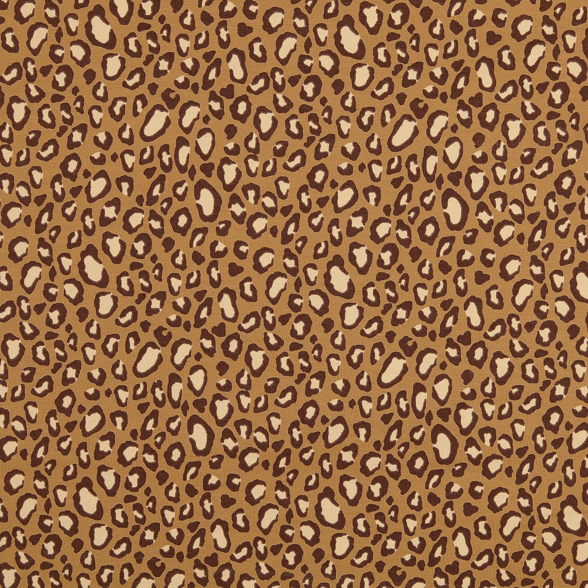Leopard Camel Brown Fleecy Cotton Sweat-Shirting Fabric