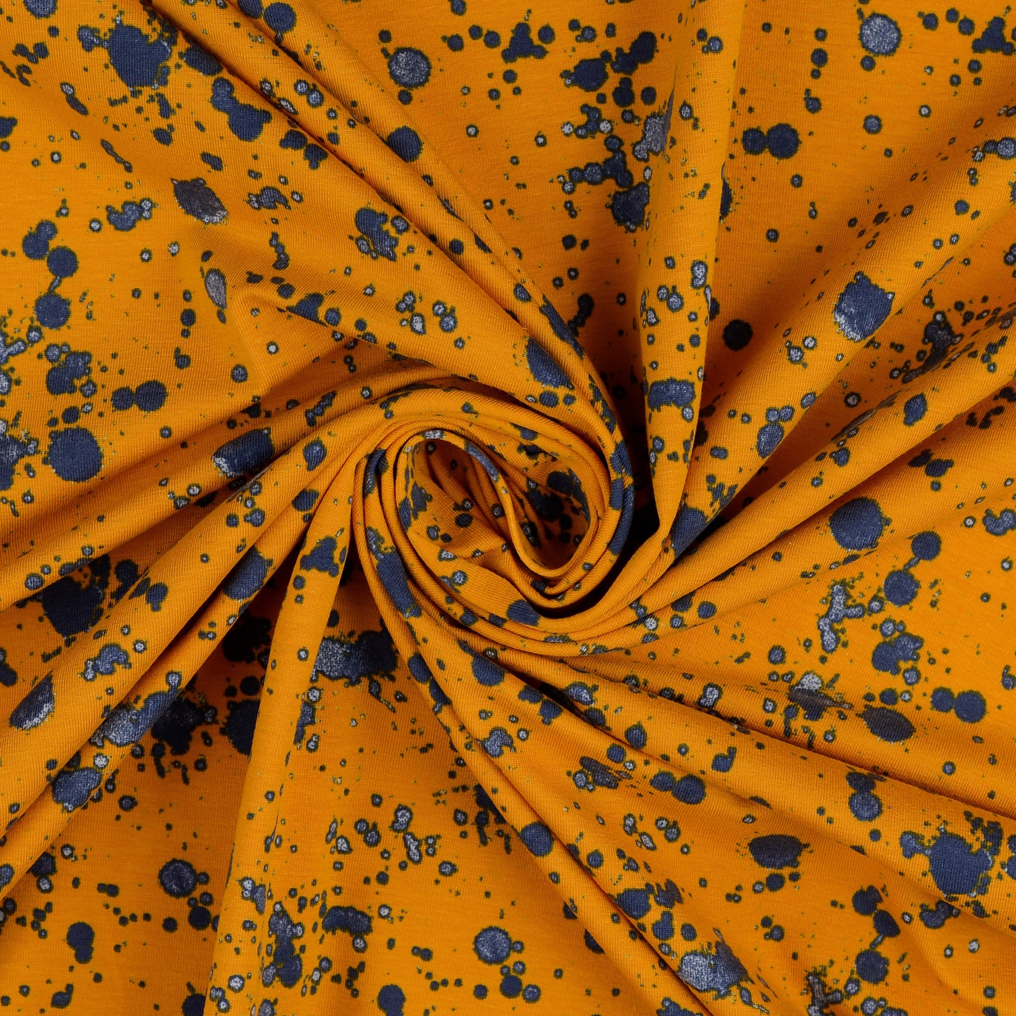 Paint Splash Ochre Organic Cotton Jersey Fabric