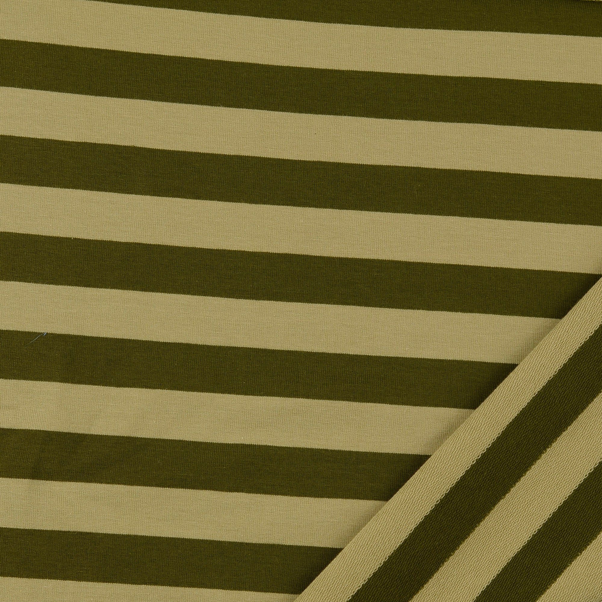 Yarn Dyed Stripes in Olive French Terry Fabric