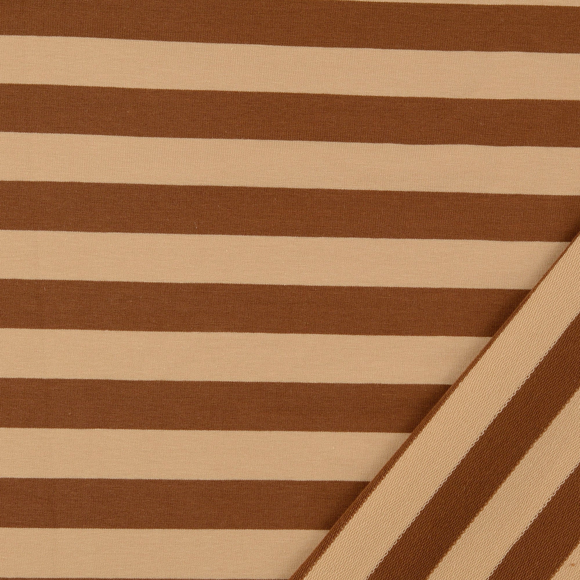 Yarn Dyed Stripes in Camel Brown French Terry Fabric