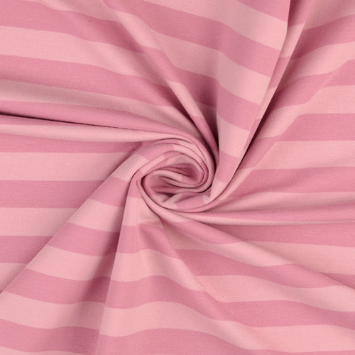 Yarn Dyed Stripes in Pink French Terry Fabric