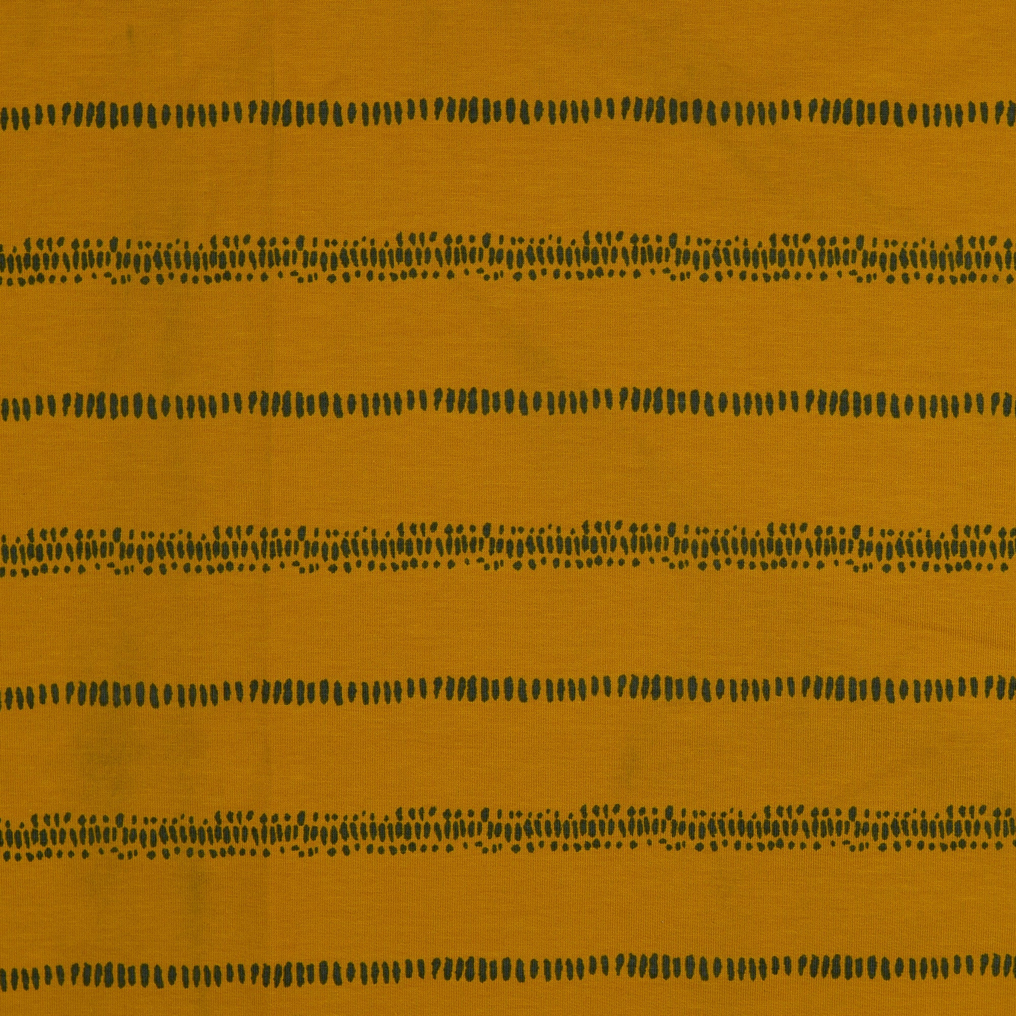 Broken Lines on Mustard Yellow Cotton French Terry Fabric
