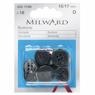 Milward - Charcoal Buttons 15/17 mm pack of 18