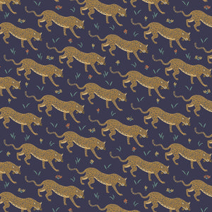 Rifle Paper Co - Jaguar Navy Metallic Cotton from Camont