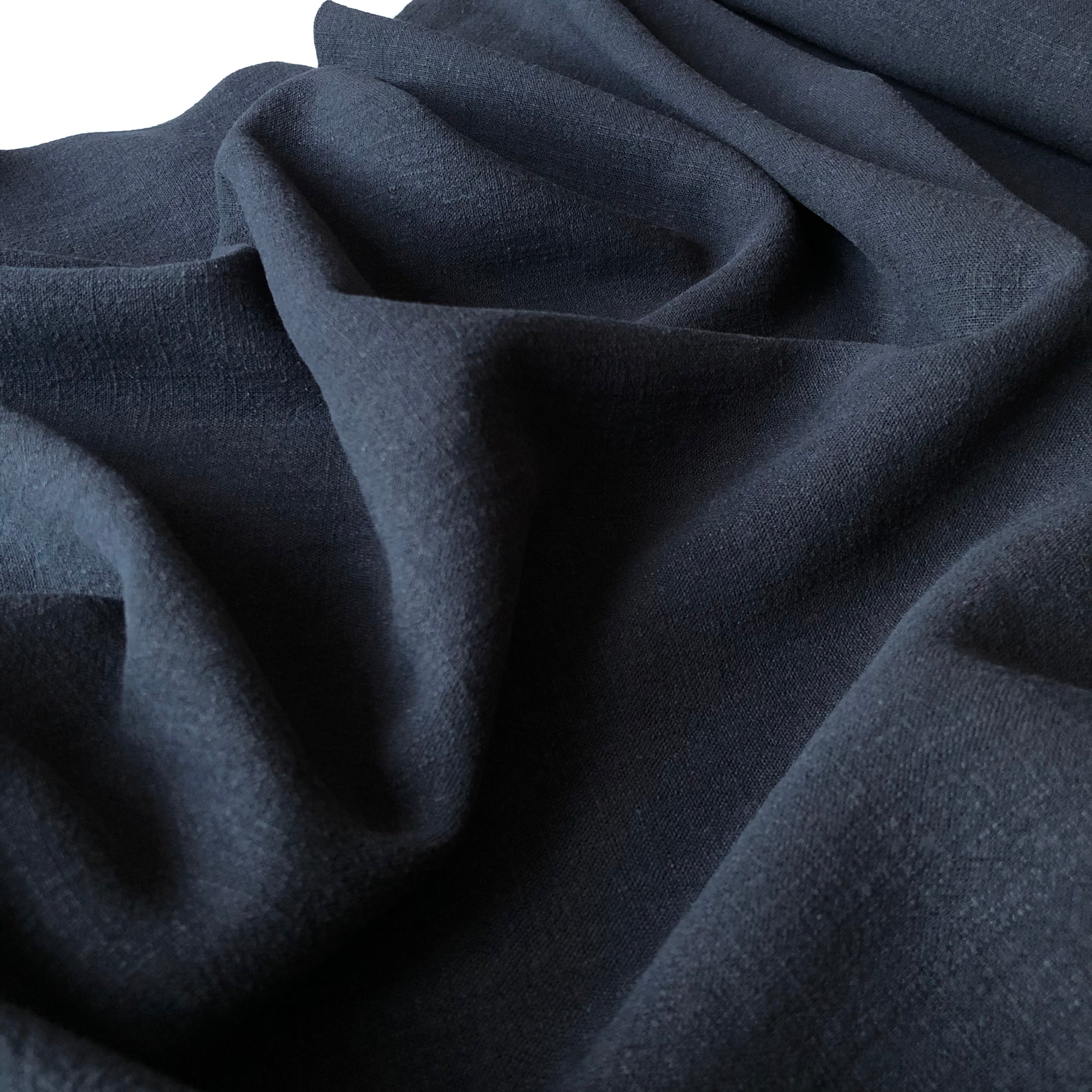 Flow Black Viscose Linen Blend Dress Fabric