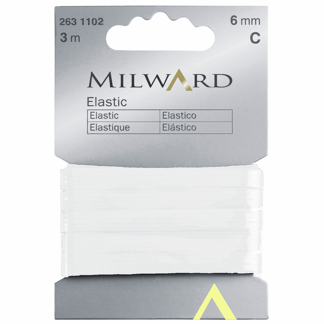 Milward Elastic 3m x 6mm - White