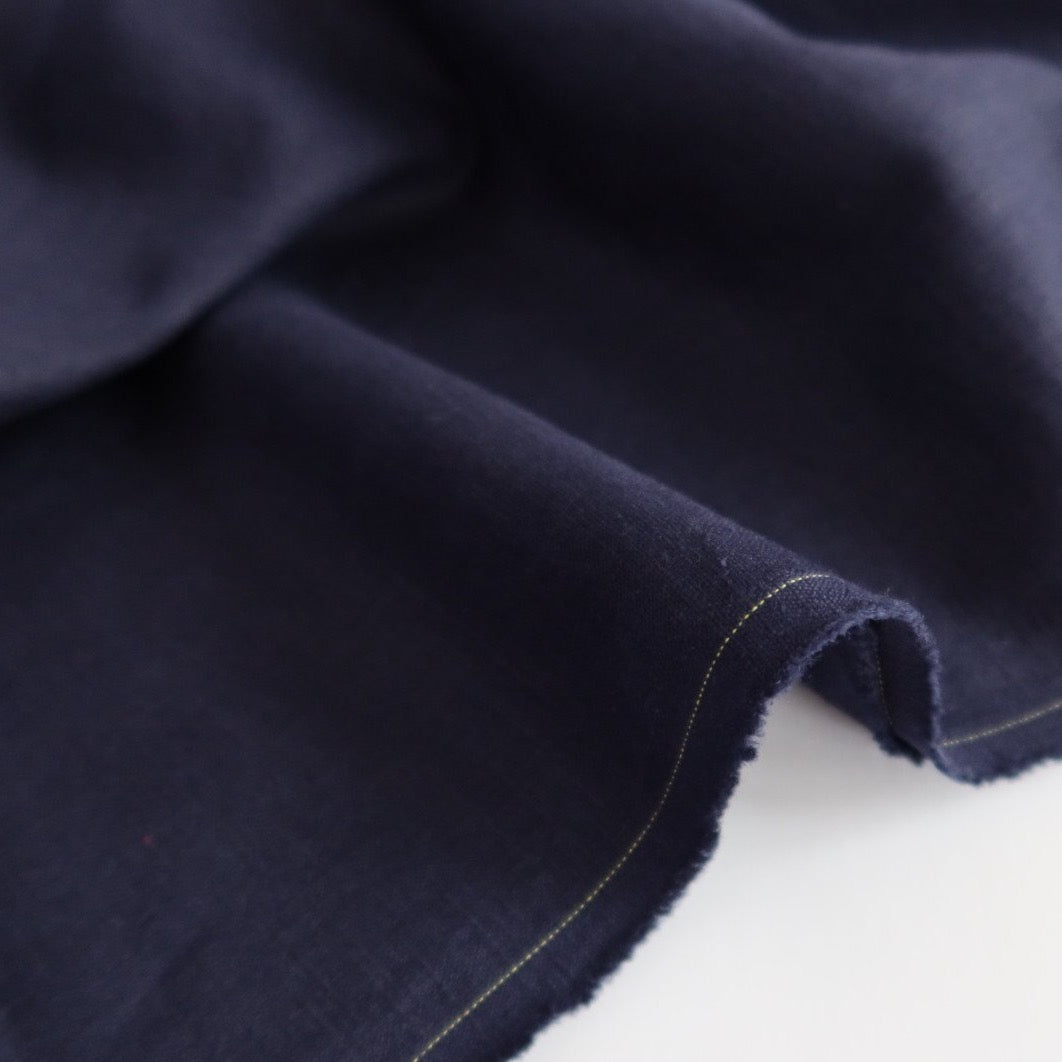 Breeze Navy - Enzyme Washed Linen Cotton Fabric