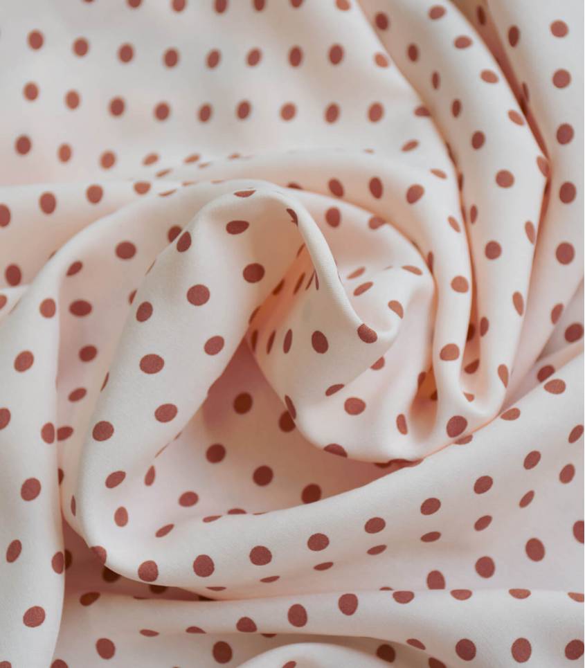 Cousette - Dots Églantine Nude Viscose Fabric
