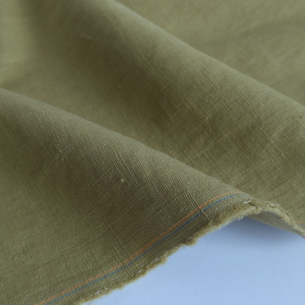 REMNANT 0.82 Metre - Breeze Olive - Enzyme Washed Pure Linen Fabric