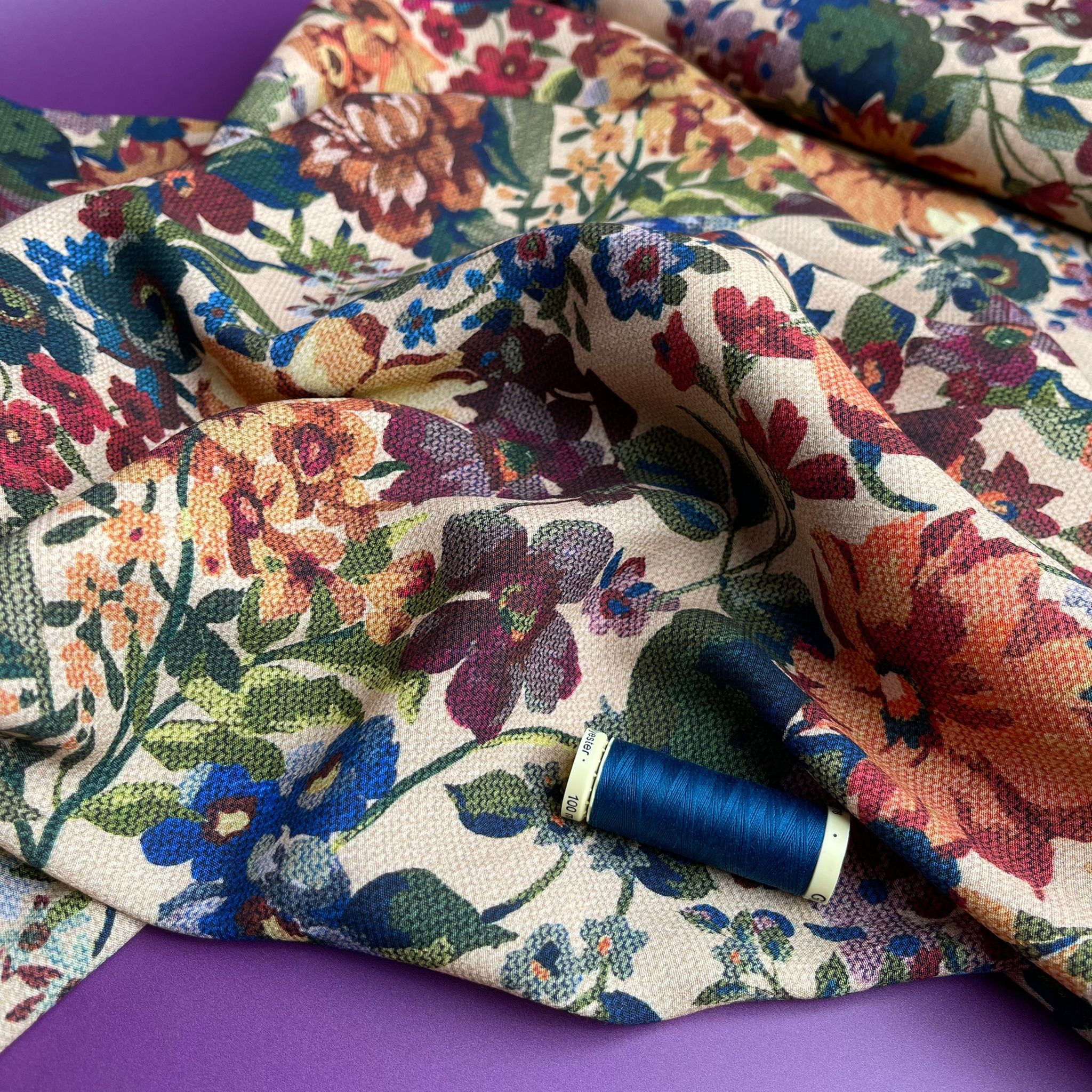 Vintage Floral ECOVERO Viscose Crepe Fabric