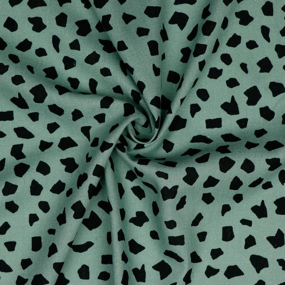 REMNANT 0.74 Metre - Terrazzo Mineral Green Linen Viscose Blend Fabric