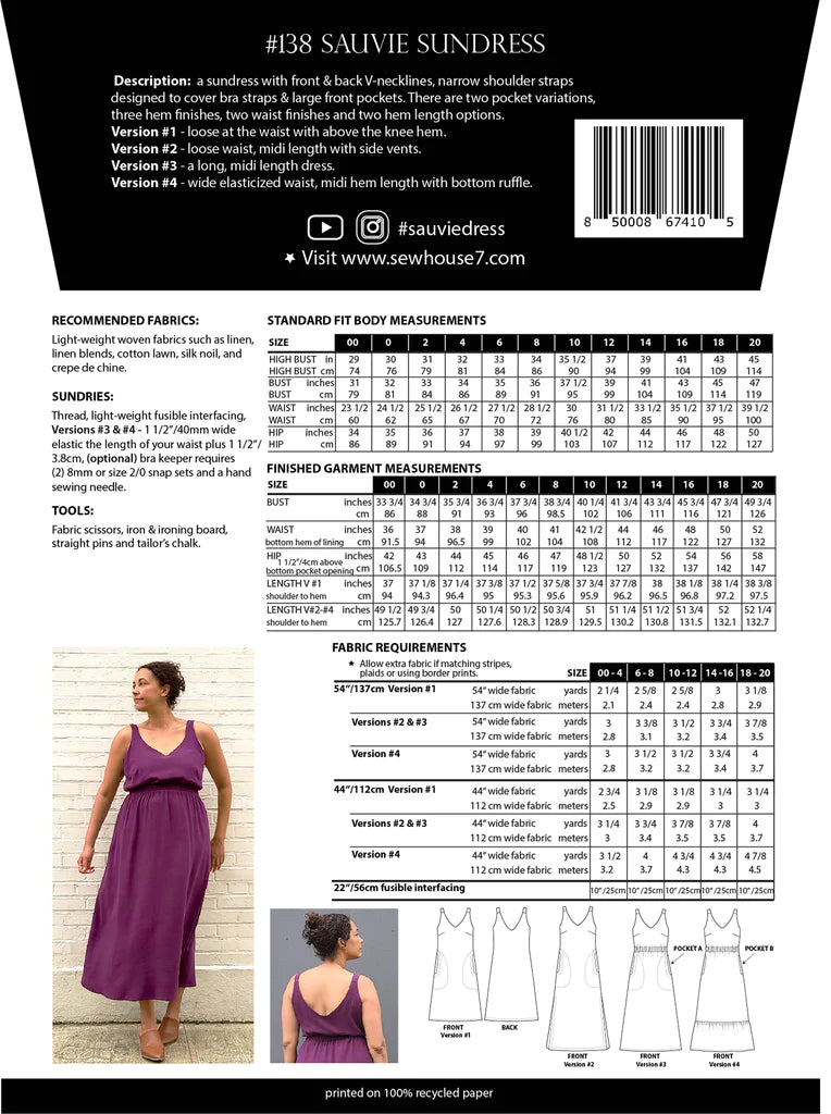Sew House Seven - The Sauvie Sundress Sewing Pattern 00-20