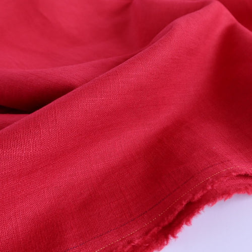 Breeze Red - Enzyme Washed Pure Linen Fabric