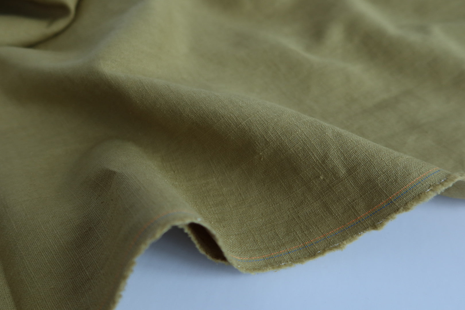 REMNANT 0.82 Metre - Breeze Olive - Enzyme Washed Pure Linen Fabric