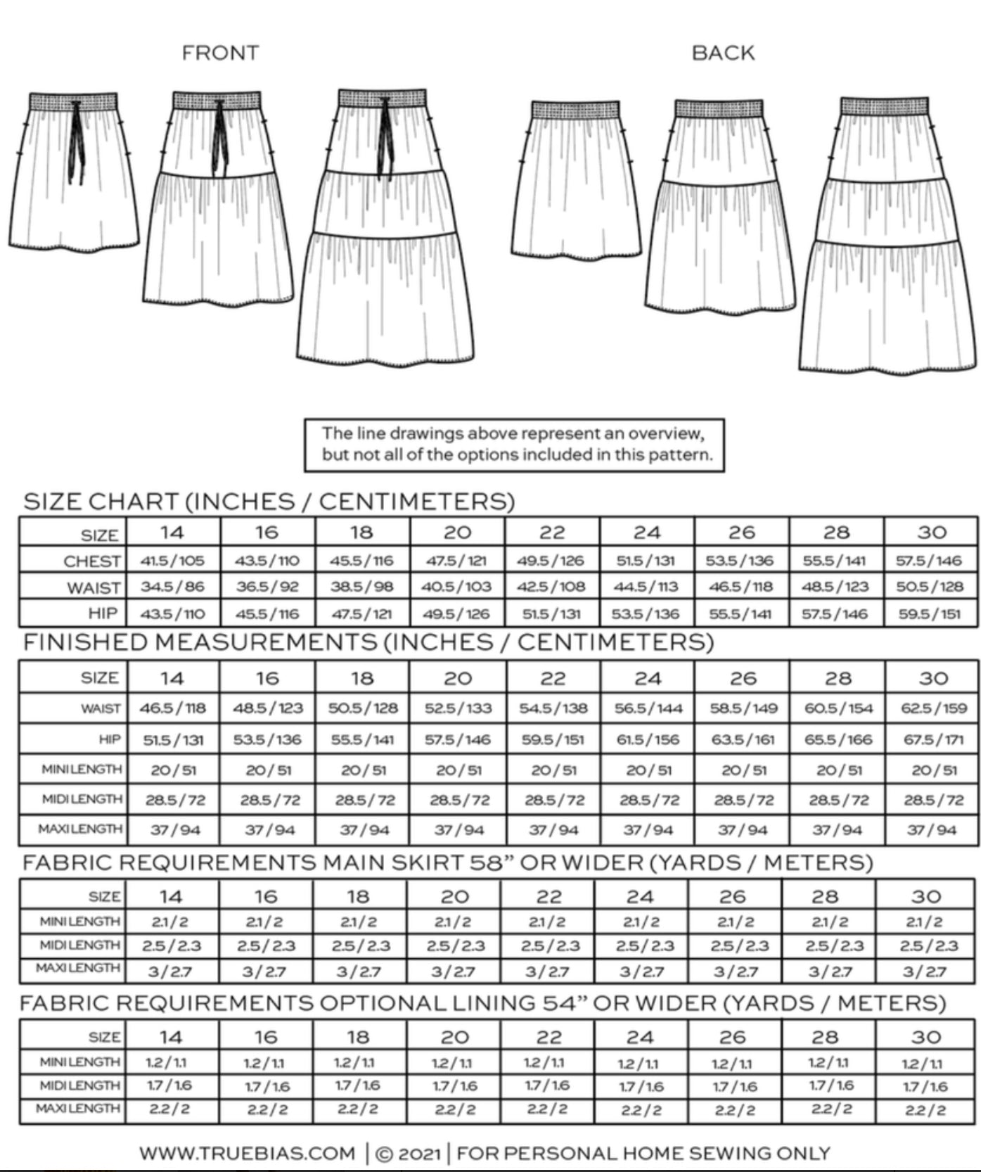 True / Bias  -  MAVE Skirt Sewing Pattern 14-30
