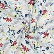 Glitter Flowers White Cotton Poplin Fabric