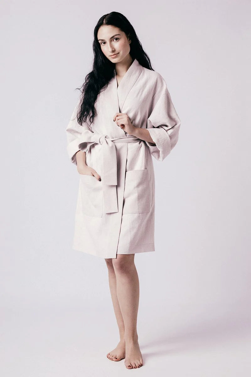 Sewing Kit - LAHJA Unisex Dressing Gown in Navy Soft Velvet Terry Towelling