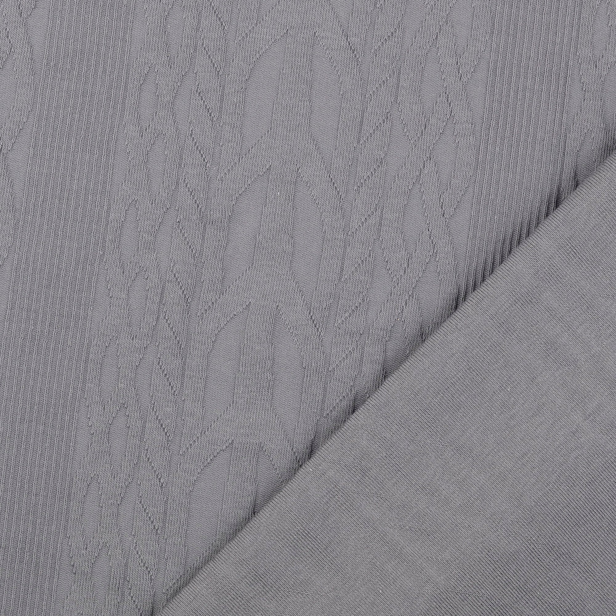 REMNANT 2.33 Metres - Cotton Cable Knit Fabric in Light Grey