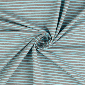 Grey with Sky Blue Small Stripe Cotton Jersey