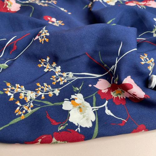 Josephine Blue Viscose Fabric