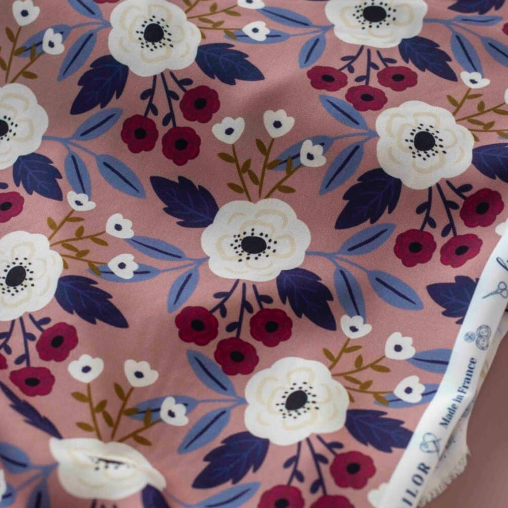 REMNANT 0.61 Metres with Fault in Print - Lise Tailor - Anémone in Pink ECOVERO™ Viscose Fabric