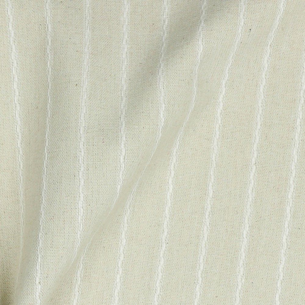Striped Embroidered Linen Viscose Blend Fabric