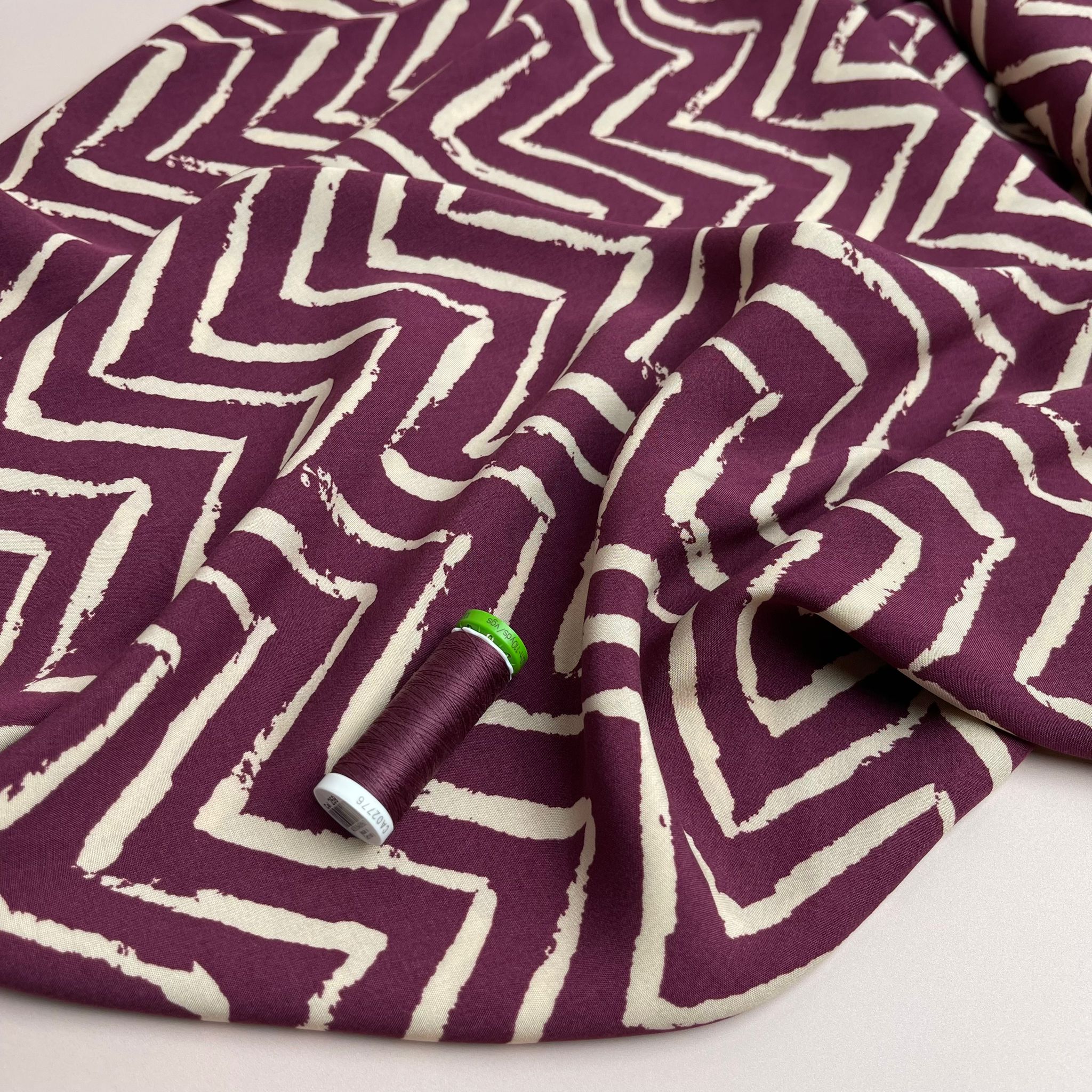 Deep Purple ZigZag Viscose Fabric