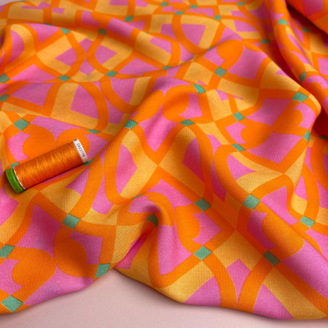 REMNANT 1.18 Metres - Geometric Spring Viscose Fabric