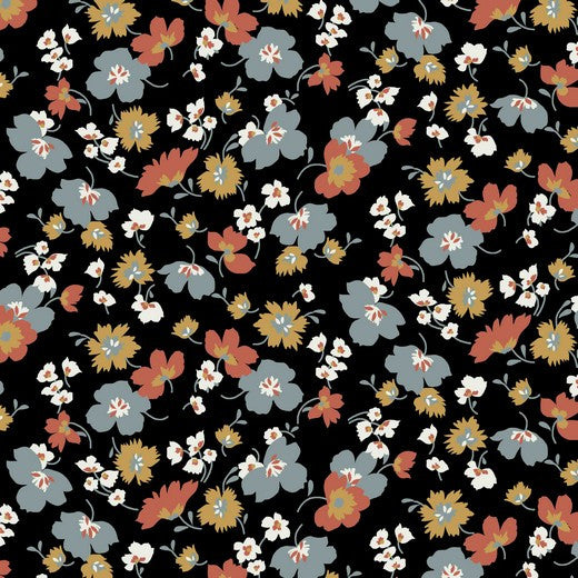Flowers Black TENCEL™ Modal Jersey Fabric