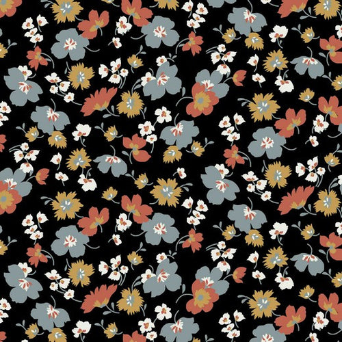 Flowers Black TENCEL™ Modal Jersey Fabric