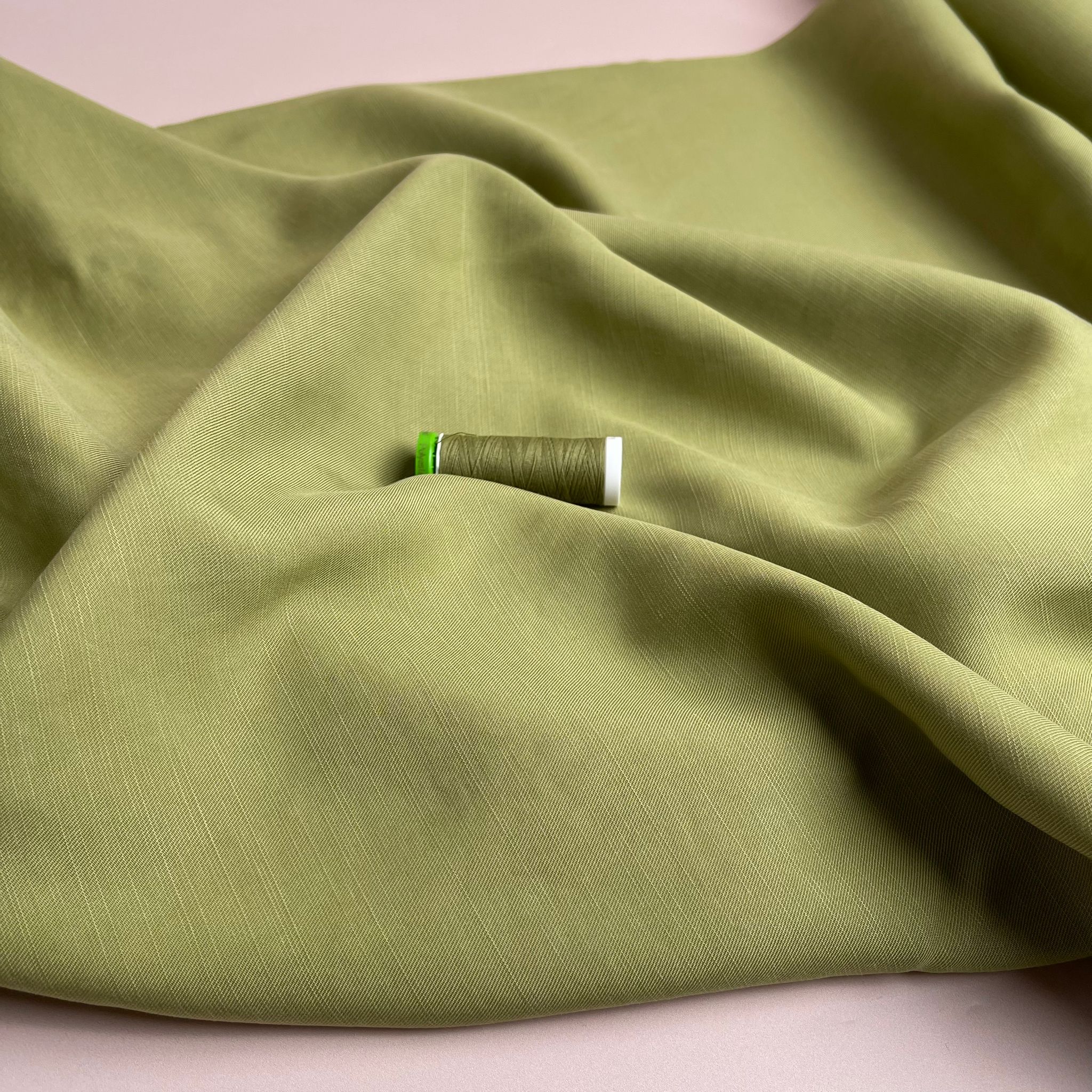 Olive Green Slub Linen with Tencel™ Fibres