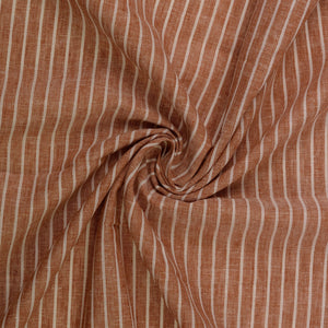 REMNANT 1.61 Metres - Stripe Rust Linen Cotton Fabric