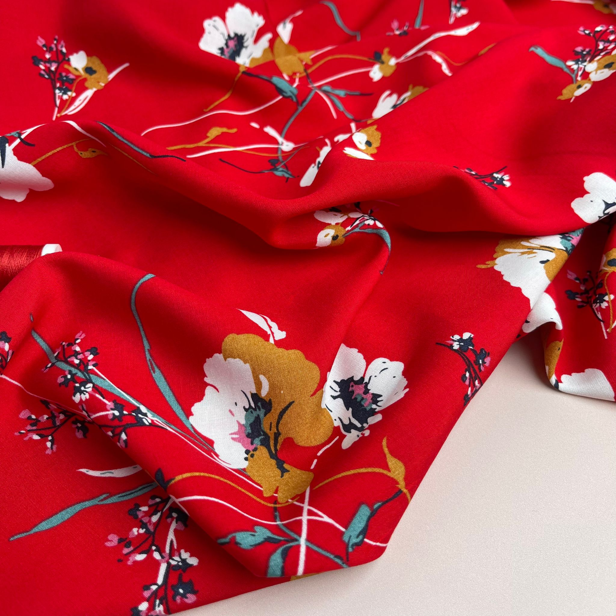 Josephine Red Viscose Fabric