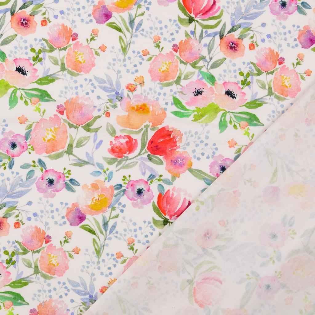 Watercolour Meadow Cotton Jersey Fabric