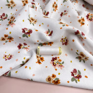 REMNANT 1.24 Metres- Autumn Posey Cotton Waffle Jersey