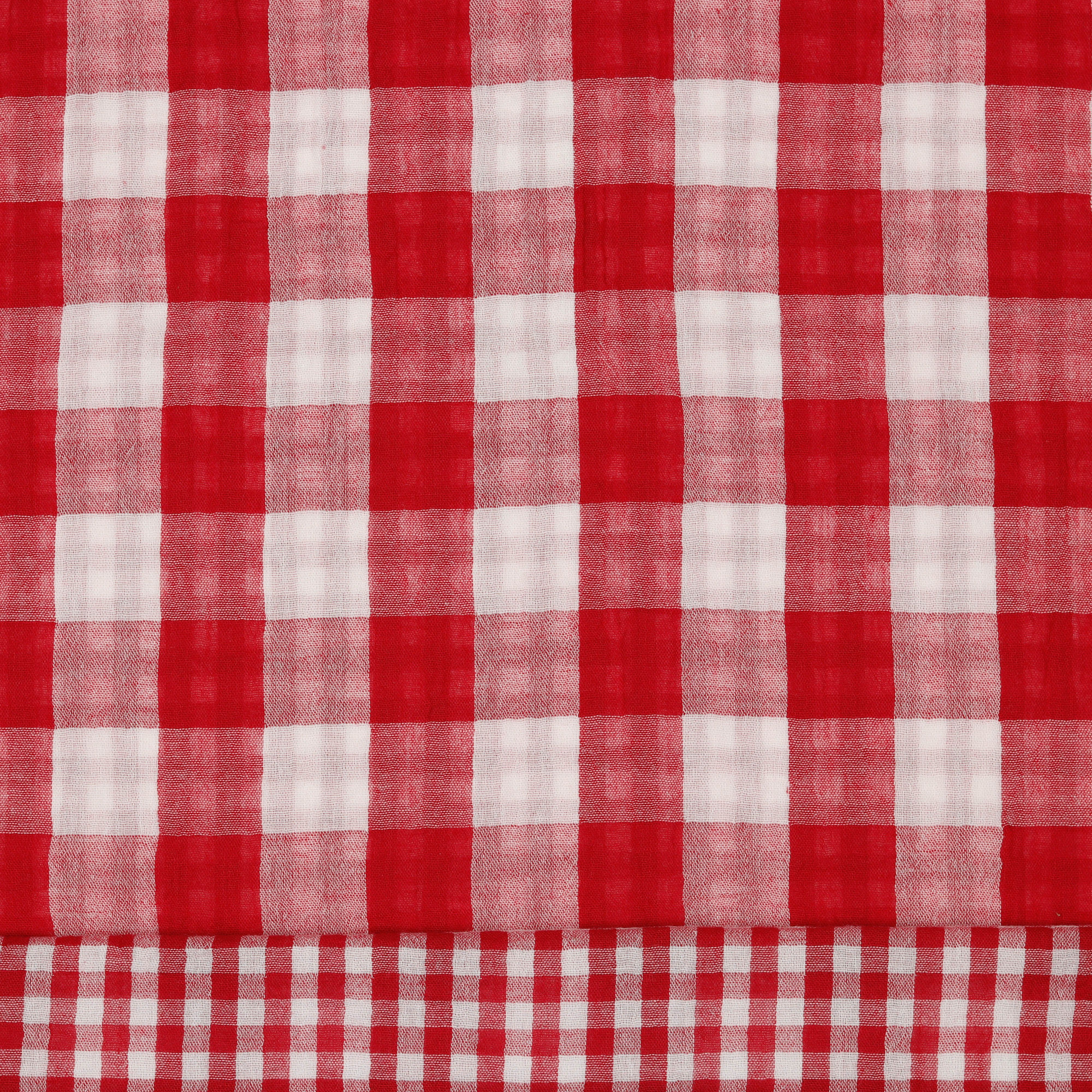 Reversible Gingham Cotton Double Gauze in Red