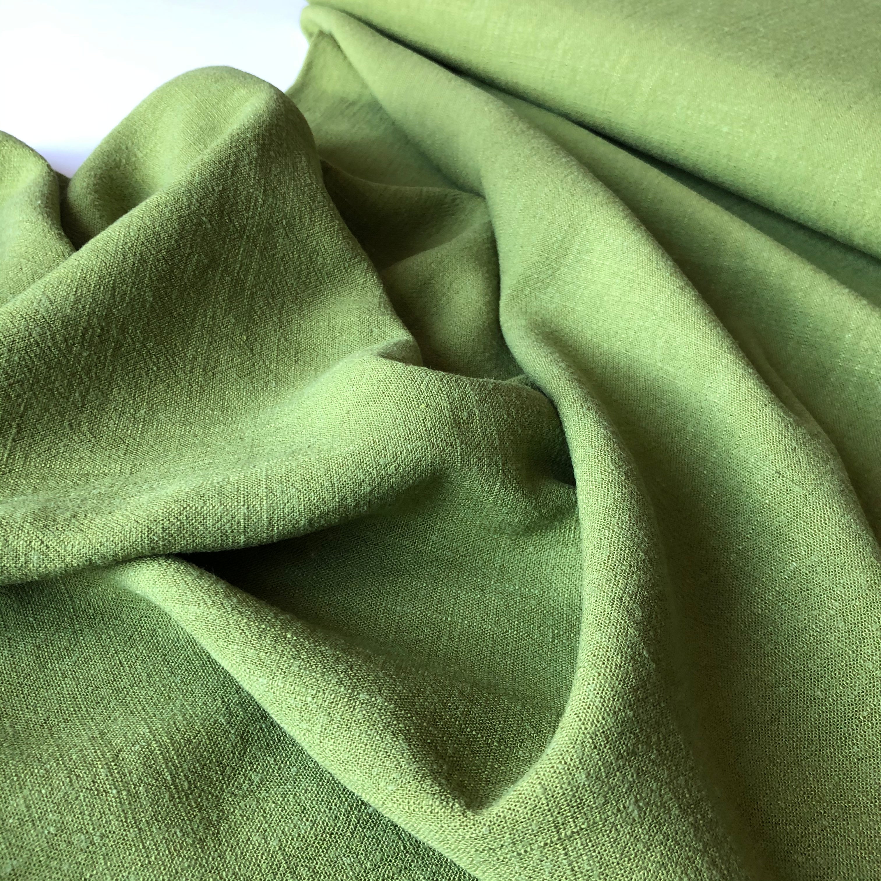 REMNANT 0.3 Meter Flow Meadow Grass Viscose Linen Blend Dress Fabric