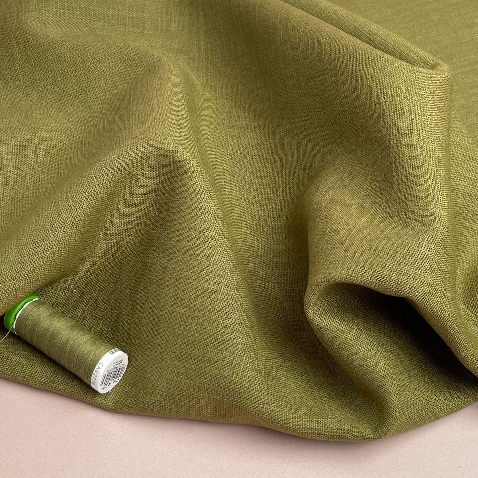 Breeze Pickle Green - Enzyme Washed Pure Linen Fabric