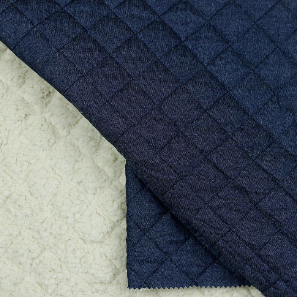 REMNANT 0.69 Metre (fault missing backing in 1 area) - Quilted Denim Teddy Coating Fabric