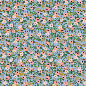 REMNANT 2.19 Metres - Rifle Paper Co - Garden Party Rosa Chambray Metallic Cotton Fabric